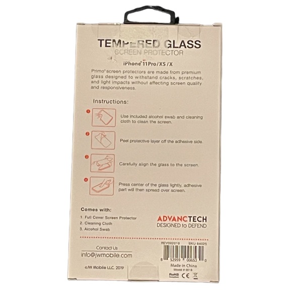 Primo Tempered Glass Full Screen Protector For iPhone 11 Pro/iPhone XS or X - Picture 2 of 2